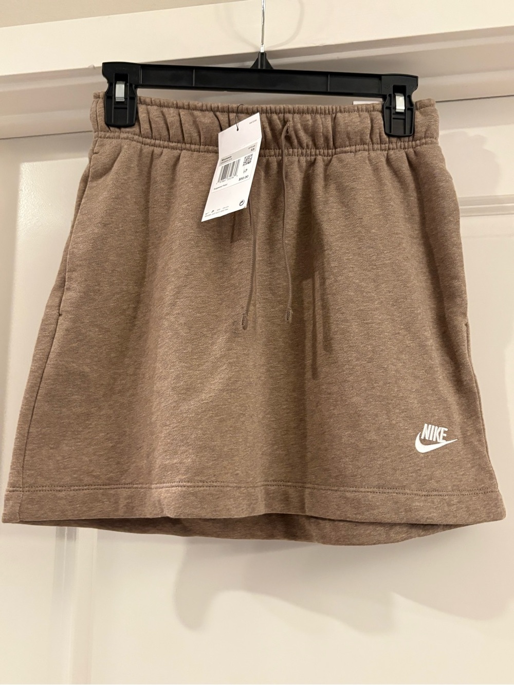 Nike Women's Tan Sweat Drawstring Mini Skirt